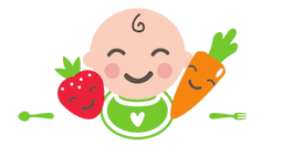 Babynook logo. Baby with a carrot and strawbery.